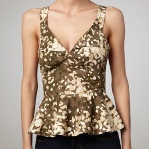 Stella McCartny Camouflage Kahki Army Green Cross Back Peplum Top